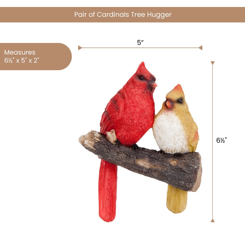 Bits and Pieces - 'Pair of Cardinals' Tree Hugger - Yard Decorations - Whimsical Tree Birds Sculpture - Garden Decoration - Garden Peeker Yard Art - Image 3